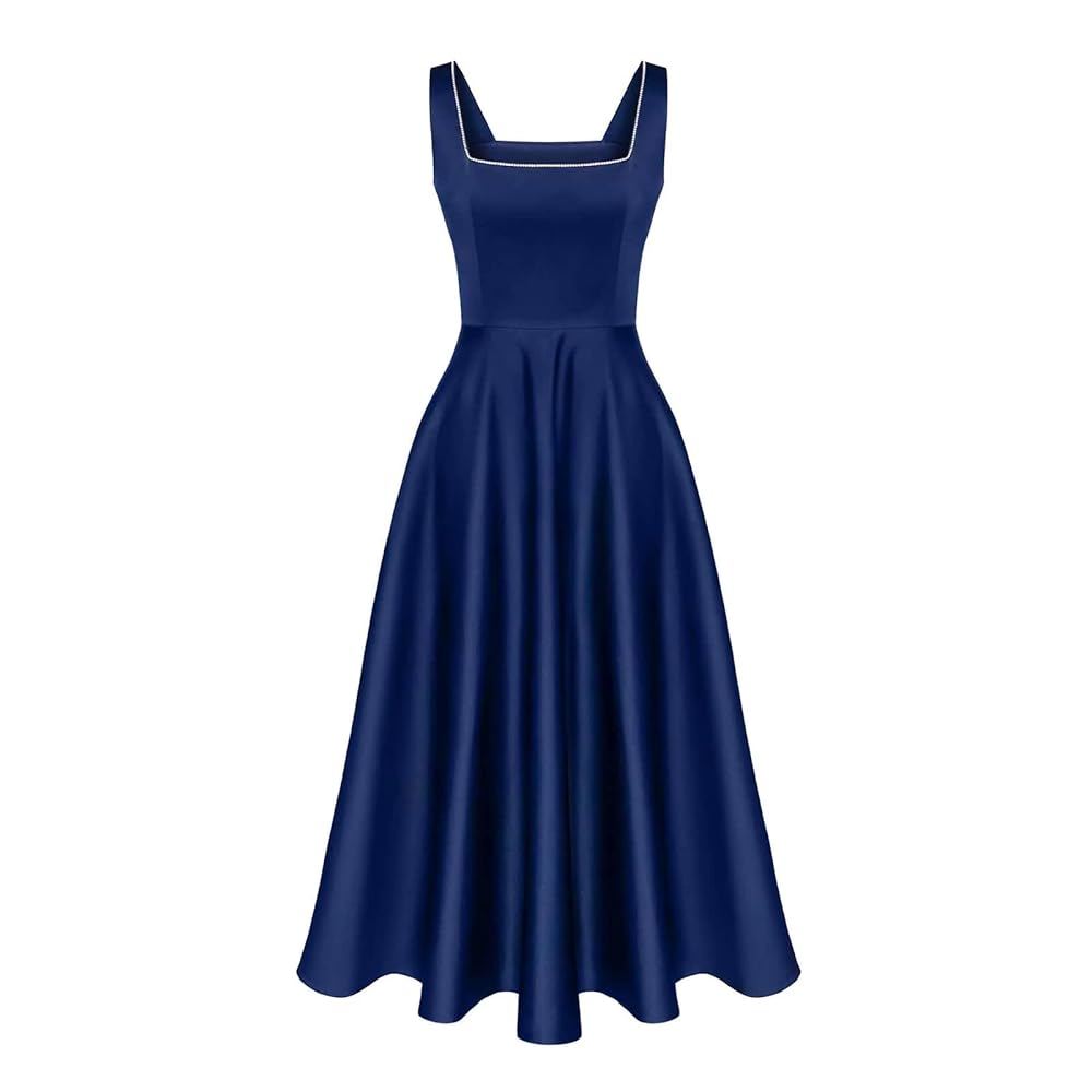 ワンピース Squareneck Satin Dress Amazon.com: Women Vintage Satin Ruffle Dress Y2k Solid Color